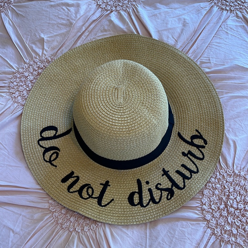 C.C Women's Paper Weaved Crushable Beach Embroidered Quote Floppy Brim S… - Picture 3 of 11